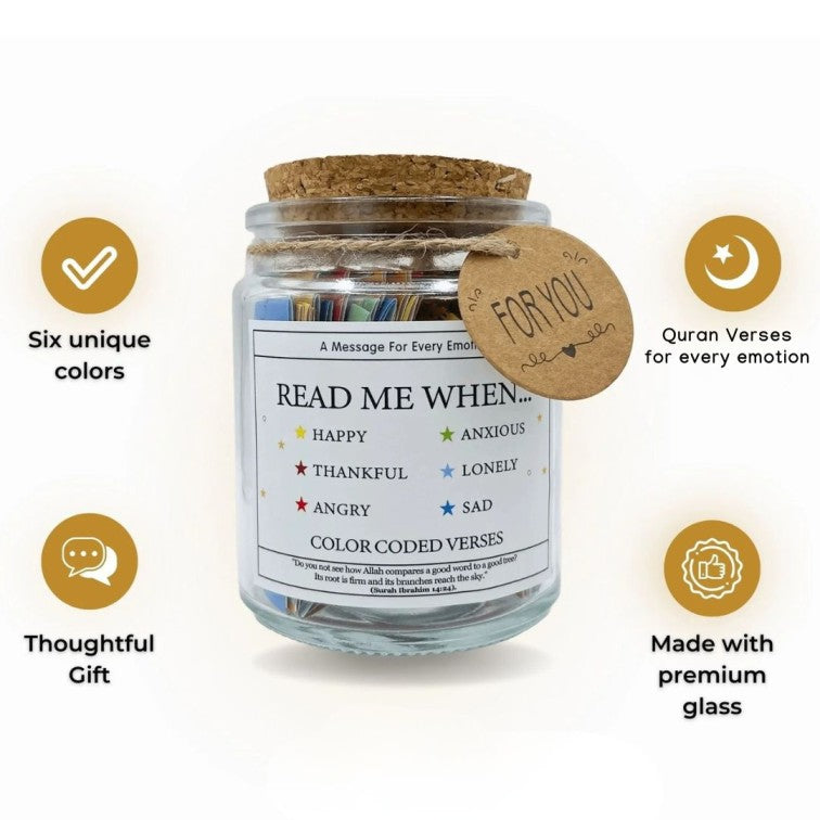Halal Jar, Quran Verses for every Emotions – Quran Quotes in English Muslim Gift